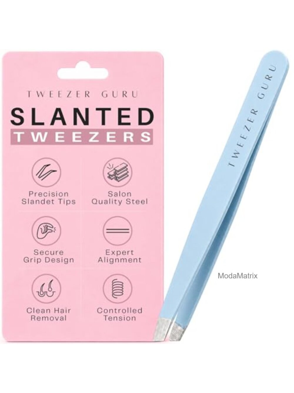 Precision Slant Pointed Tweezers for Eyebrow & Ingrown Hair Stainless Steel